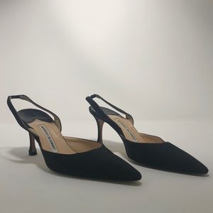 MANOLO BLAHNIK - black Carolyn slingback pump
